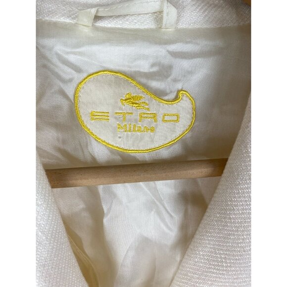 ETRO MILANO Cream Ivory Linen Silk Womens Tuxedo Blazer Jacket Sequins  Sz XS - Picture 5 of 12